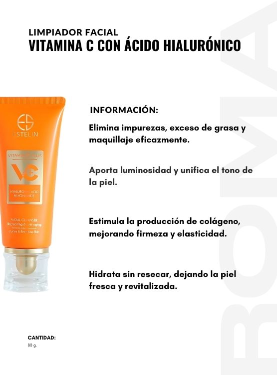 LIMPIADOR FACIAL VITAMINA C ÁCIDO HIALURÓNICO 80G ESTELIN - 2
