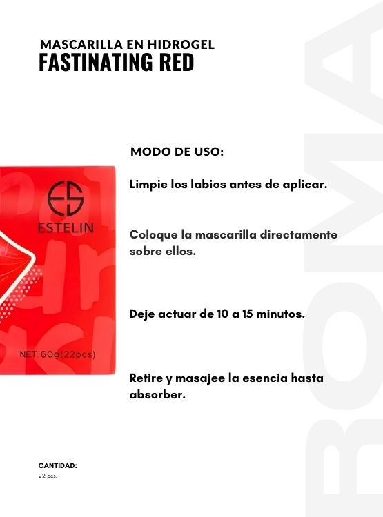 MASCARILLA EN HIDROGEL FASTINATING RED 22PCS ESTELIN - 3