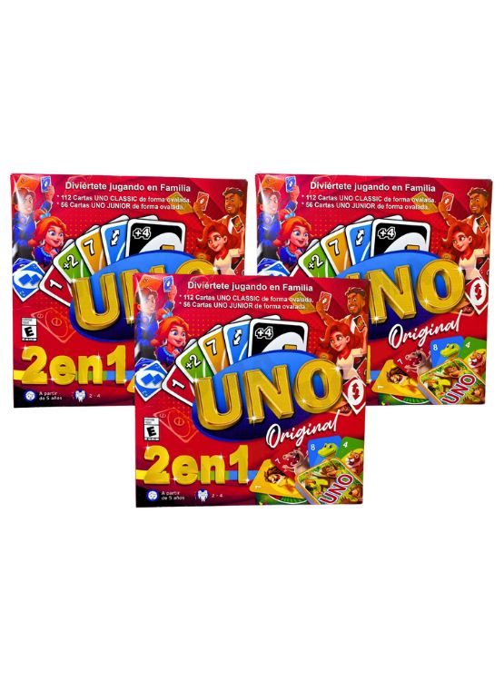 PACK 3 UNO CLÁSICO + UNO JUNIOR - JUEGO DE CARTAS - 1