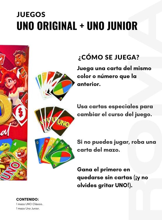 UNO CLÁSICO + UNO JUNIOR - JUEGO DE CARTAS - 3