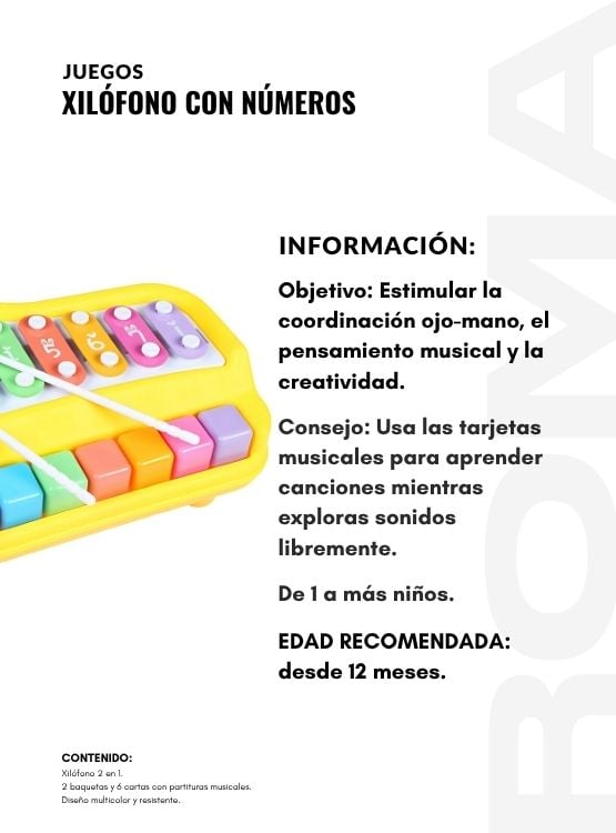 XILÓFONO CON NÚMEROS BAOLI - JUEGO DIDÁTICO - 2