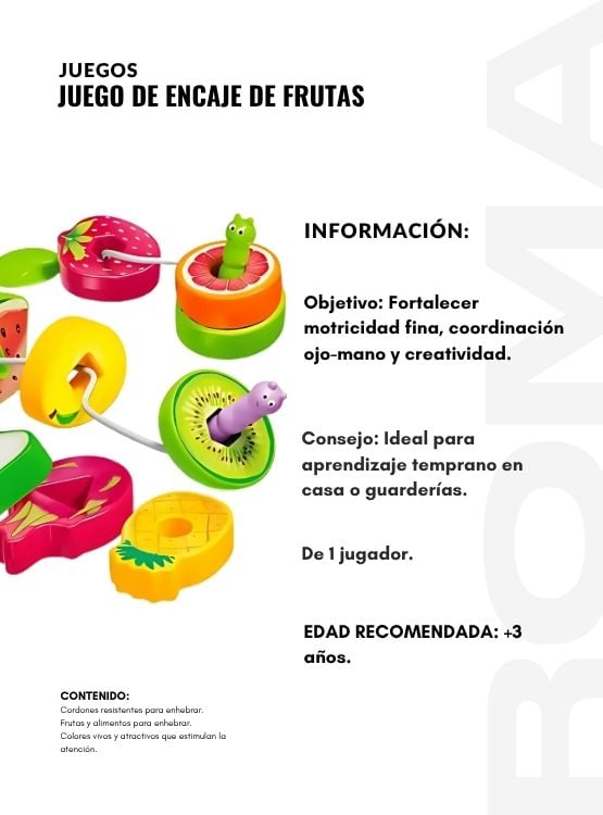 JUEGO DE ENCAJE DE FRUTAS JUEGO DIDÁCTICO - 2