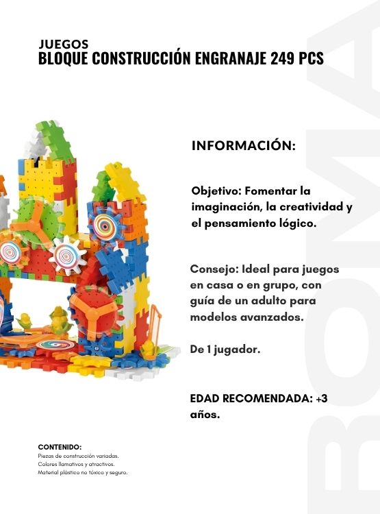 BLOQUE CONSTRUCCIÓN ENGRANAJE 249 PIEZAS JUEGO DIDÁCTICO - 2