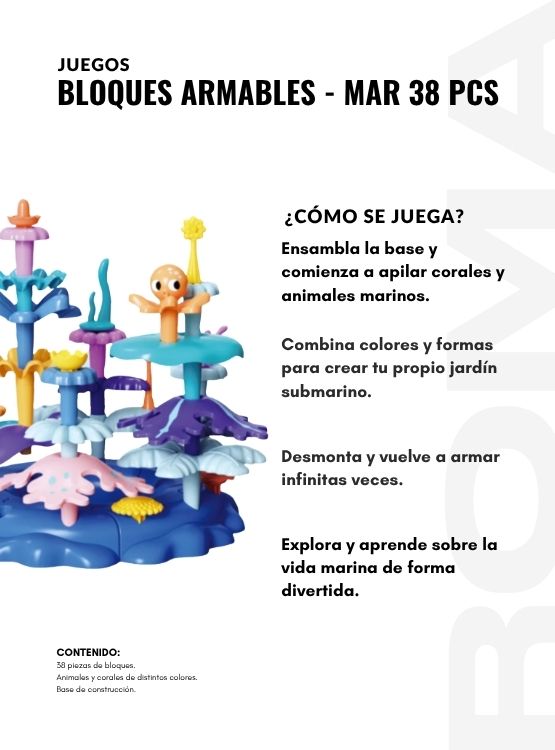 BLOQUES ARMABLES MARINOS 38 PIEZAS JUEGO DIDÁCTICO - 3