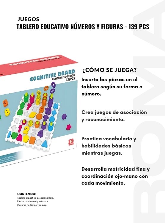 TABLERO EDUCATIVO NÚMEROS Y FIGURAS 139 PIEZAS - 3