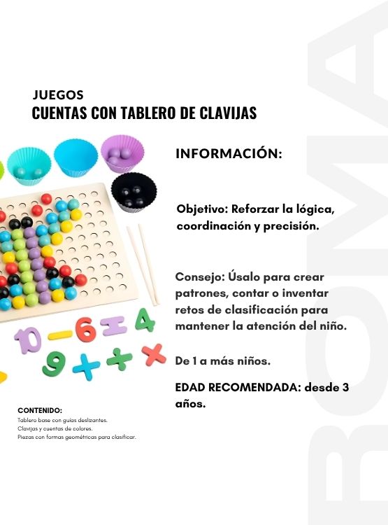 CUENTAS CON TABLERO DE CLAVIJAS MONTESORI - JUEGO DIDÁTICO - 2