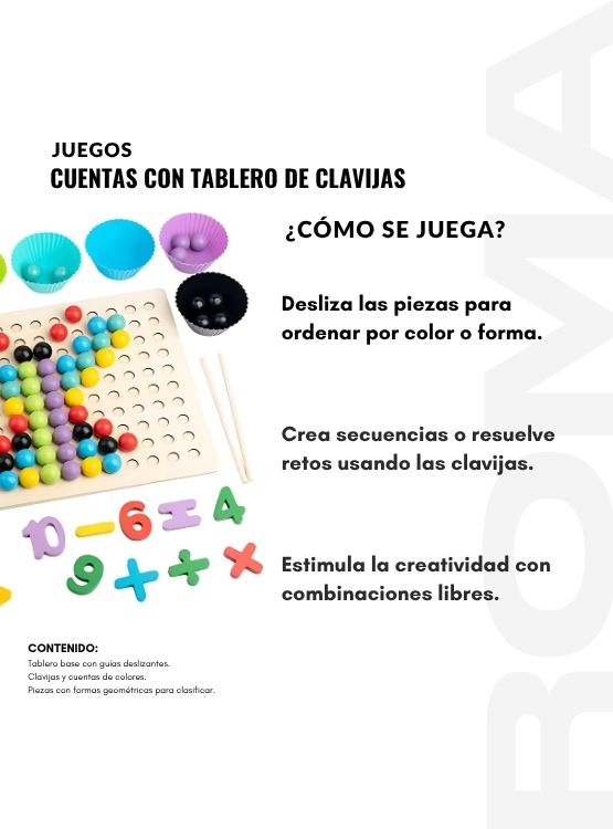 CUENTAS CON TABLERO DE CLAVIJAS MONTESORI - JUEGO DIDÁTICO - 3