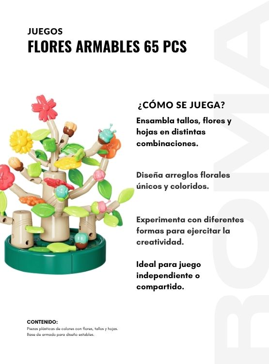 FLORES ARMABLES 65 PIEZAS JUEGO DIDÁCTICO - 3