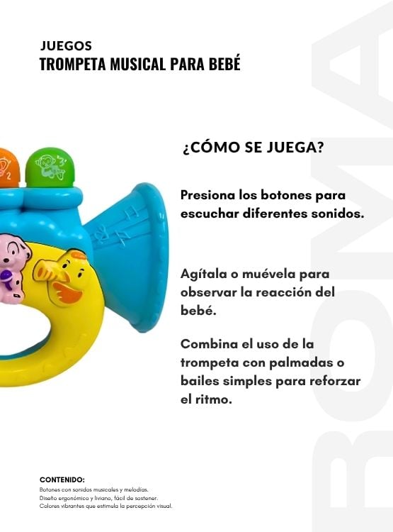 TROMPETA MUSICAL PARA BEBÉ - JUEGO DIDÁTICO - 3