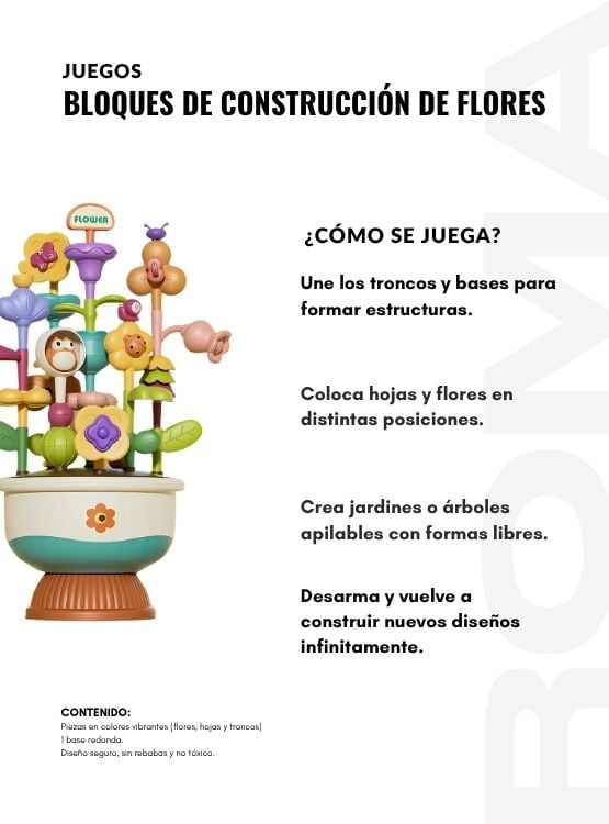 BLOQUES DE CONSTRUCCIÓN DE FLORES JUEGO DIDÁCTICO - 3