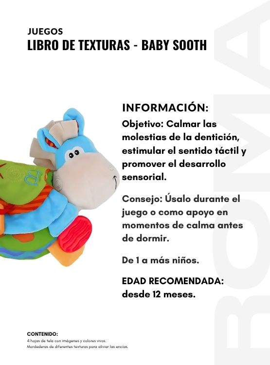 LIBRO DE TEXTURAS BABY SOOTH - JUEGO DIDÁTICO - 2