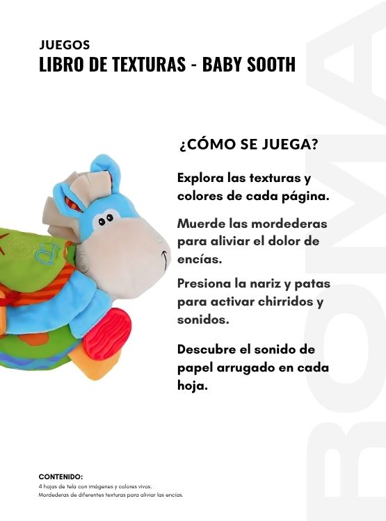 LIBRO DE TEXTURAS BABY SOOTH - JUEGO DIDÁTICO - 3