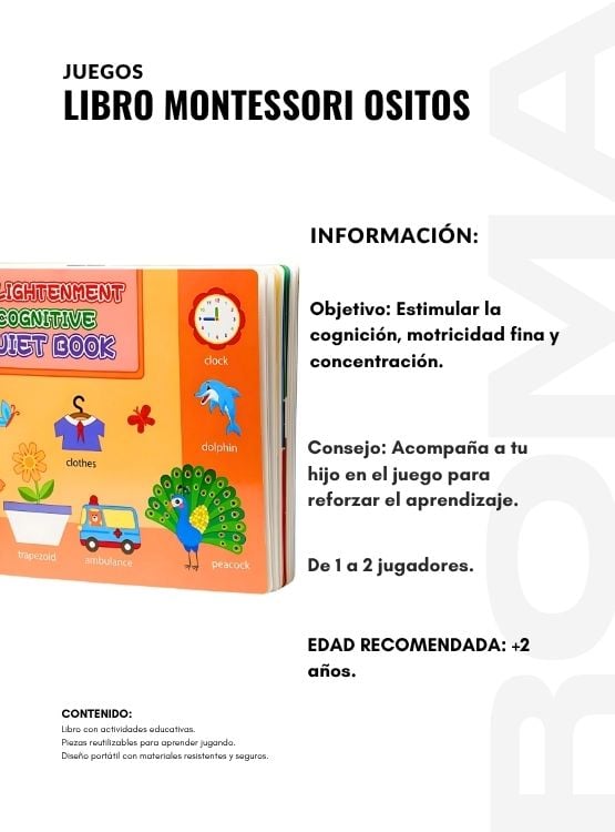LIBRO MONTESSORI OSITOS JUEGO DIDÁCTICO - 2