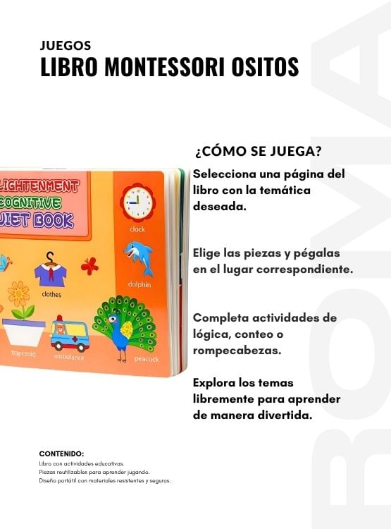 LIBRO MONTESSORI OSITOS JUEGO DIDÁCTICO - 3