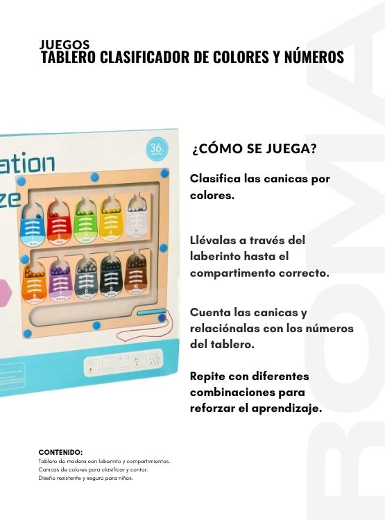 TABLERO CLASIFICADOR DE COLORES Y NÚMEROS - 3