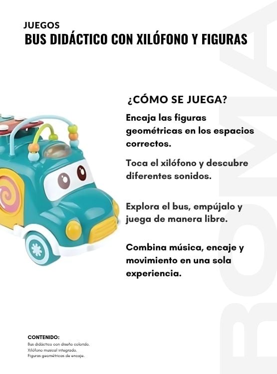 BUS DIDÁCTICO CON XILÓFONO Y FIGURAS - JUEGO DIDÁTICO - 3