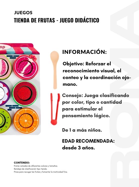 TIENDA DE FRUTAS – JUEGO DIDÁCTICO - 2