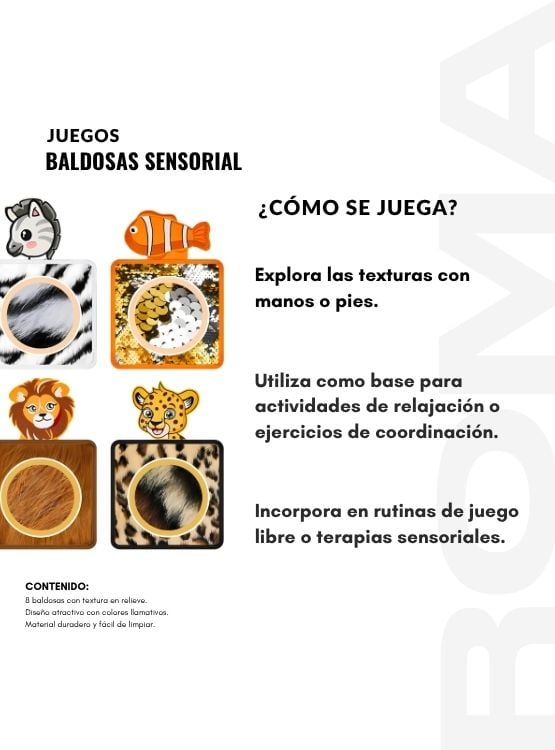 BALDOSAS SENSORIALES 8UND PARA BEBES Y NIÑOS - JUEGO DIDÁTICO - 3