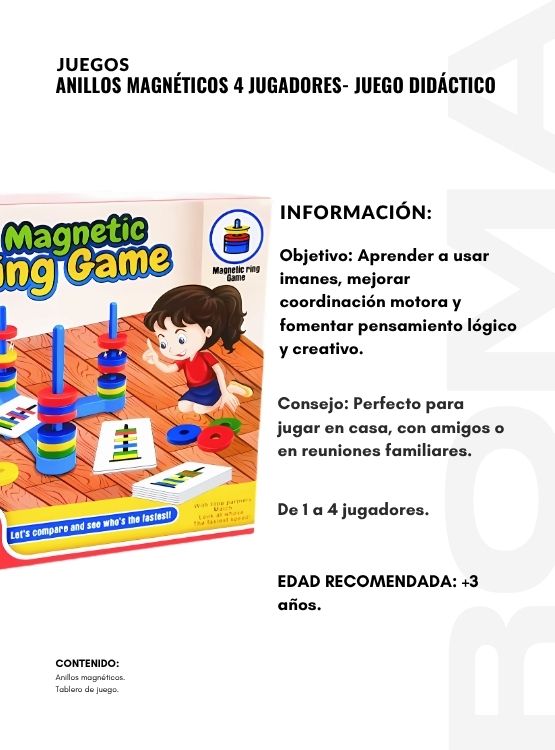 ANILLOS MAGNÉTICOS 4 JUGADORES JUEGO DIDÁCTICO - 2
