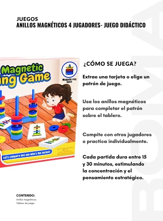 ANILLOS MAGNÉTICOS 4 JUGADORES JUEGO DIDÁCTICO - 3