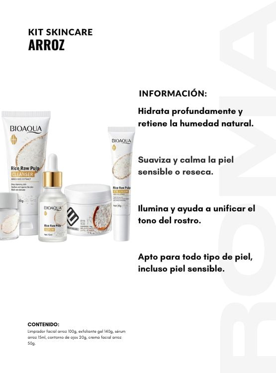 KIT SKINCARE ARROZ 5 PZS BIOAQUA - 2
