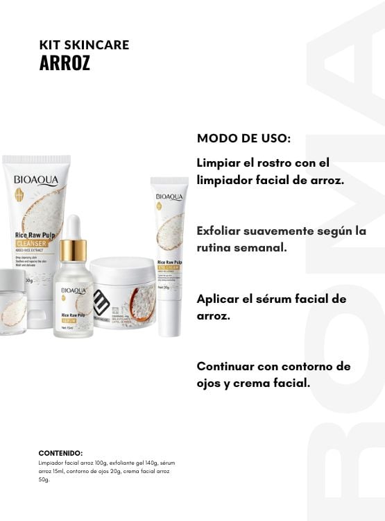 KIT SKINCARE ARROZ 5 PZS BIOAQUA - 3
