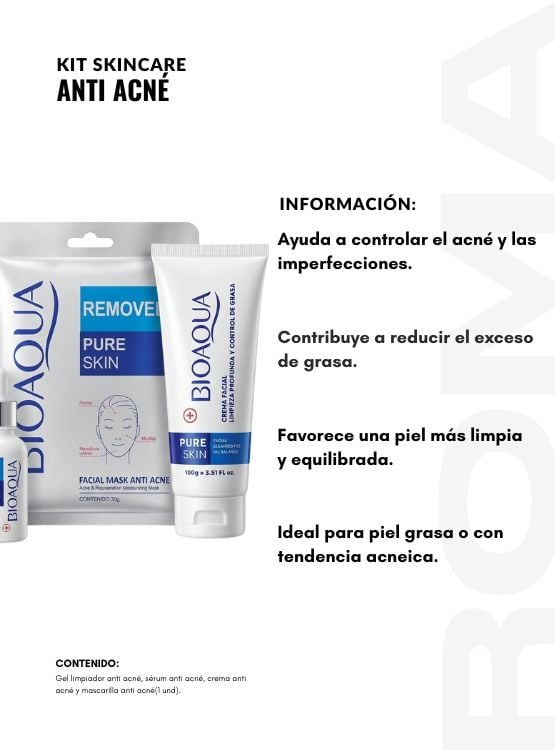 KIT SKINCARE ANTI ACNÉ 4 PZS BIOAQUA - 2