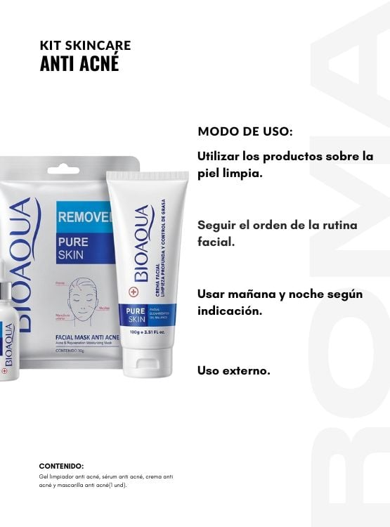 KIT SKINCARE ANTI ACNÉ 4 PZS BIOAQUA - 3