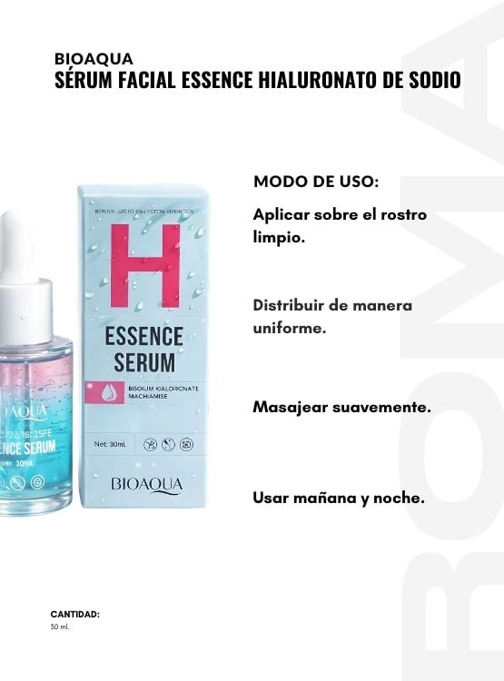 PACK 2 SÉRUM FACIAL ESSENCE HIALURONATO DE SODIO 30ML BIOAQUA - 3