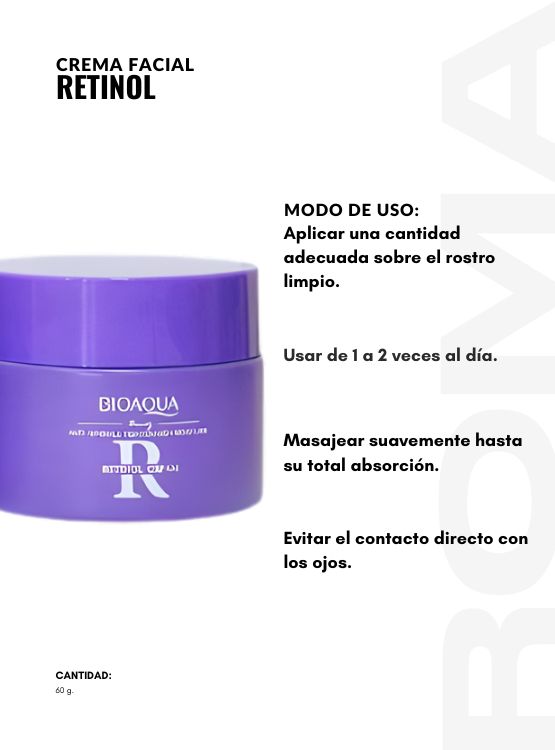 CREMA FACIAL DE RETINOL LILA 60G BIOAQUA - 3