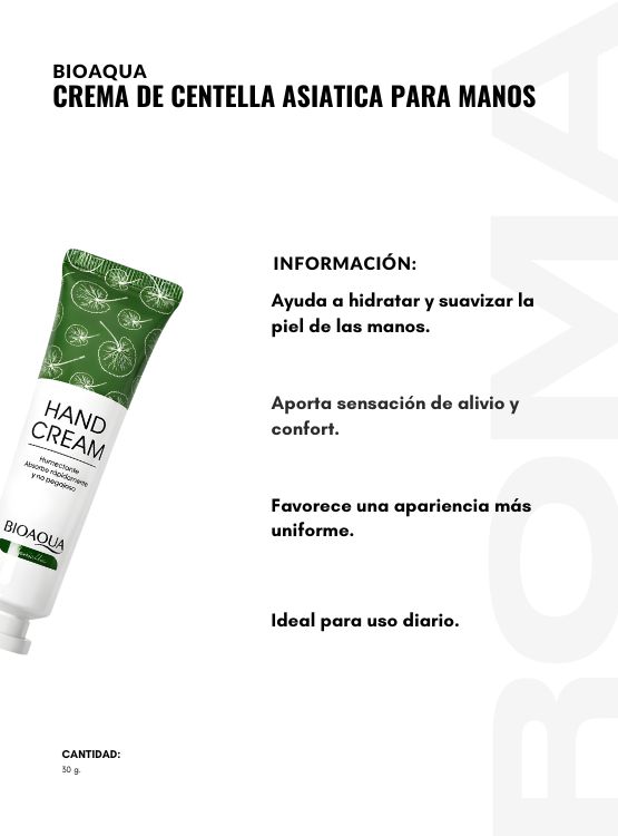 CREMA DE CENTELLA ASIATICA PARA MANOS 30G BIOAQUA - 2