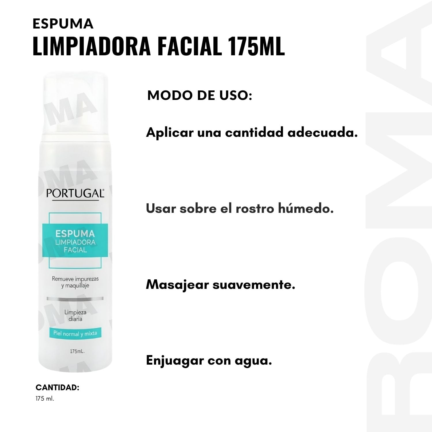 ESPUMA LIMPIADORA FACIAL 175ML PORTUGAL - 3