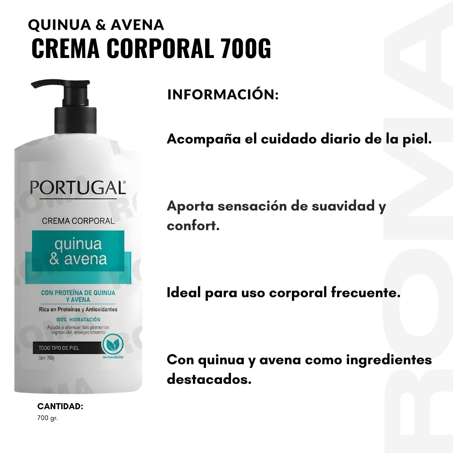 PACK 3 QUINUA Y AVENA CREMA CORPORAL 700G PORTUGAL - 2