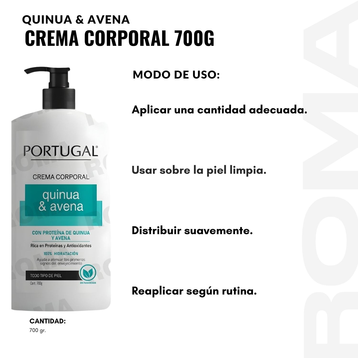 PACK 3 QUINUA Y AVENA CREMA CORPORAL 700G PORTUGAL - 3