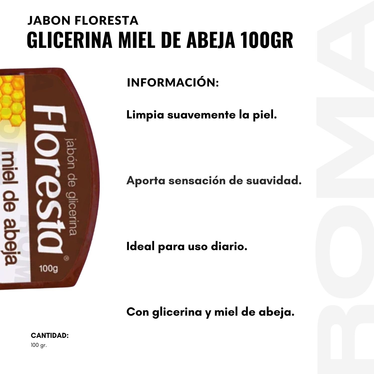 PACK 3 JABÓN CON GLICERINA MIEL DE ABEJA 100G FLORESTA - 2