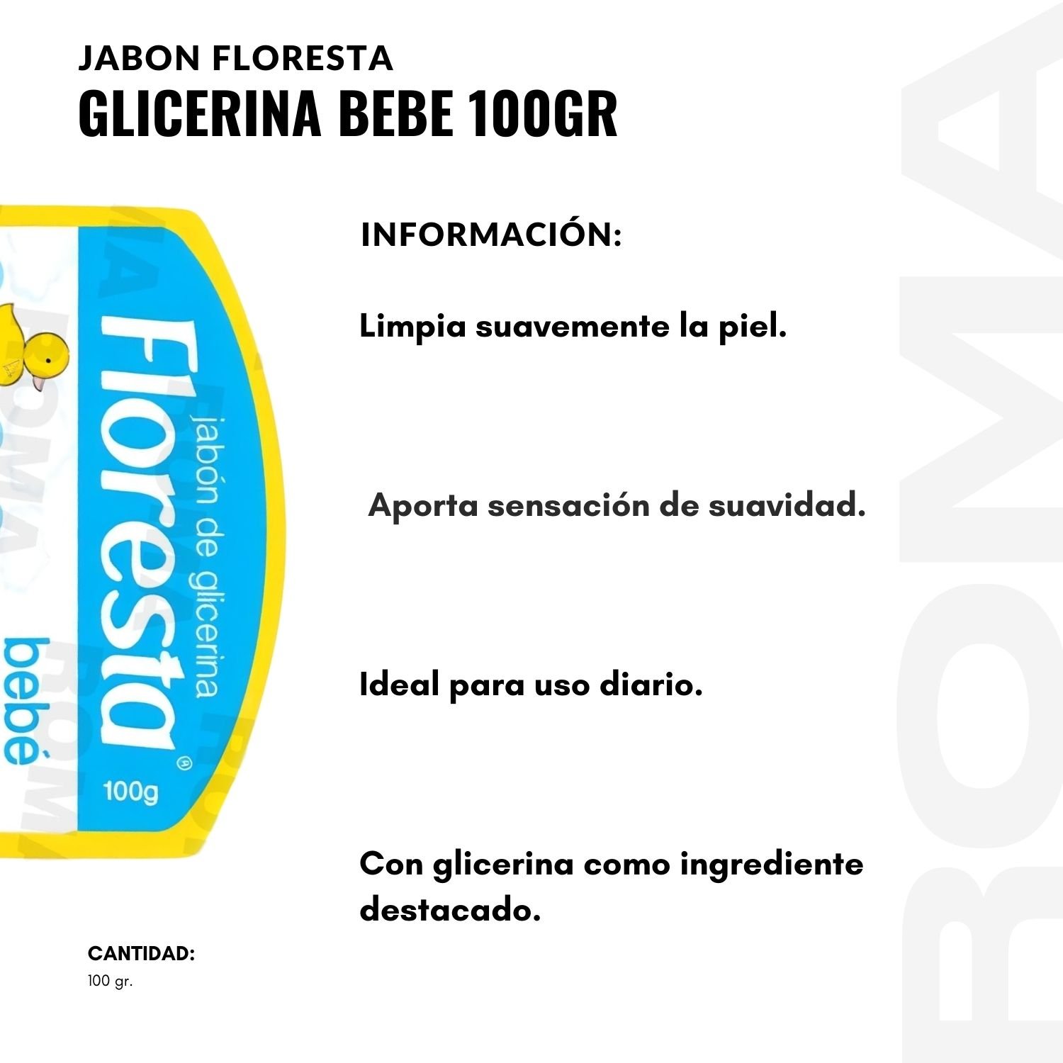 PACK 3 JABÓN CON GLICERINA BEBE 100G FLORESTA - 2