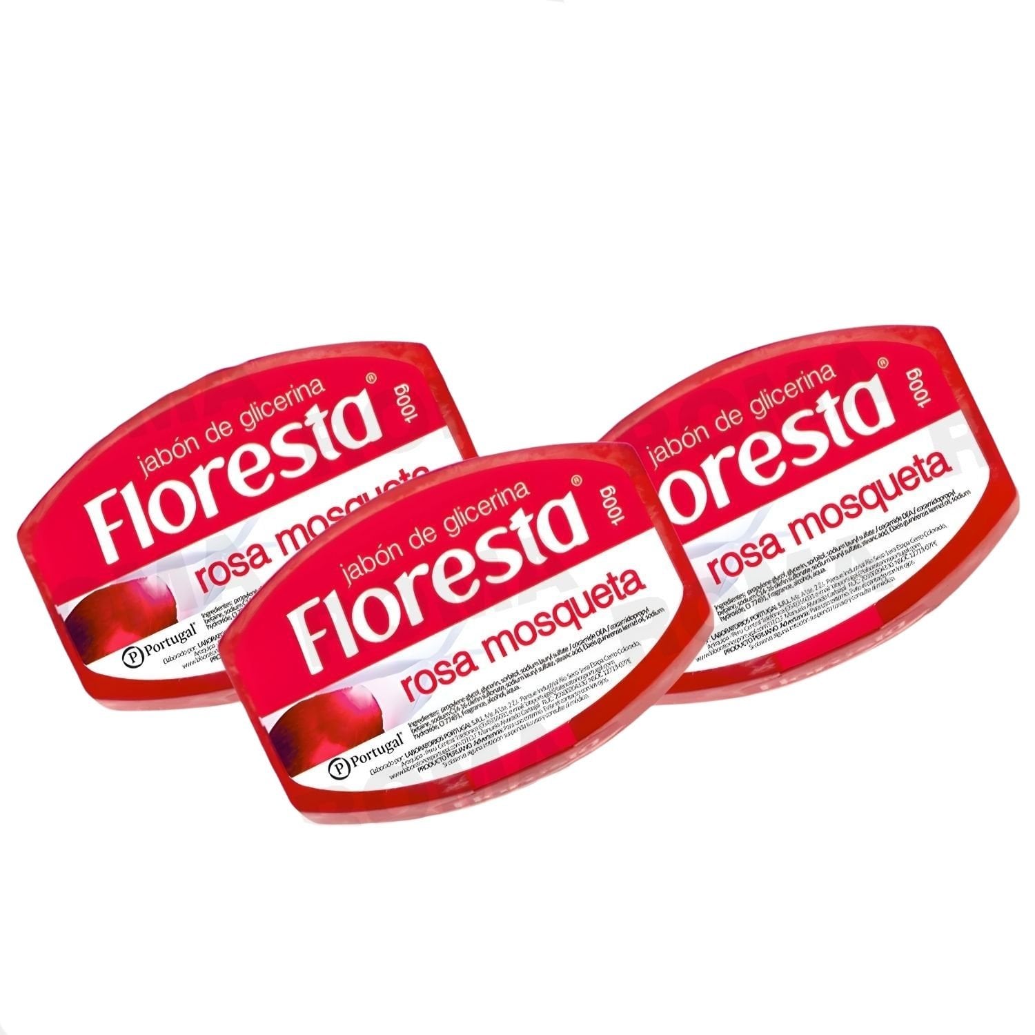 PACK 3 JABÓN CON GLICERINA ROSA MOSQUETA 100G FLORESTA - 1