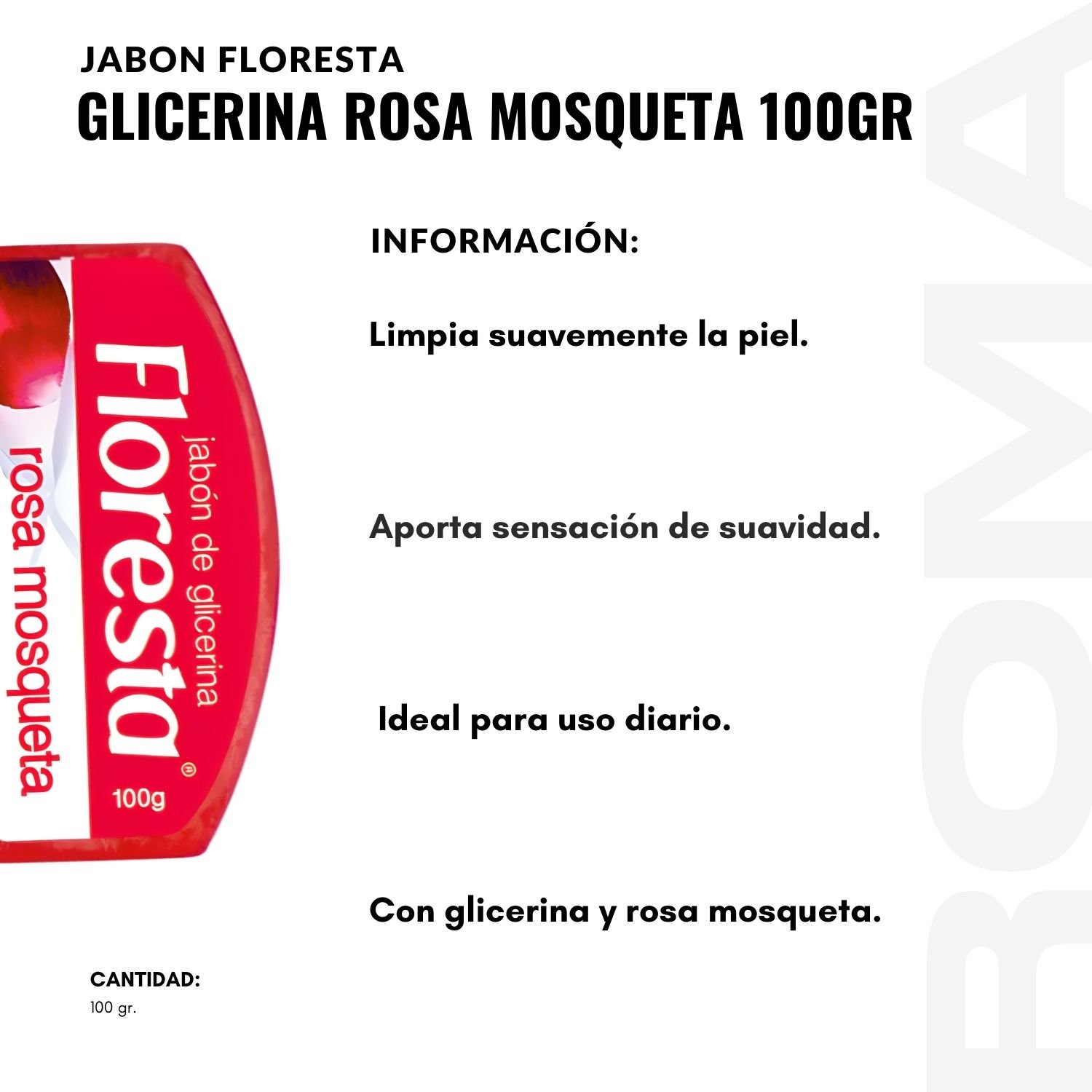 PACK 3 JABÓN CON GLICERINA ROSA MOSQUETA 100G FLORESTA - 2