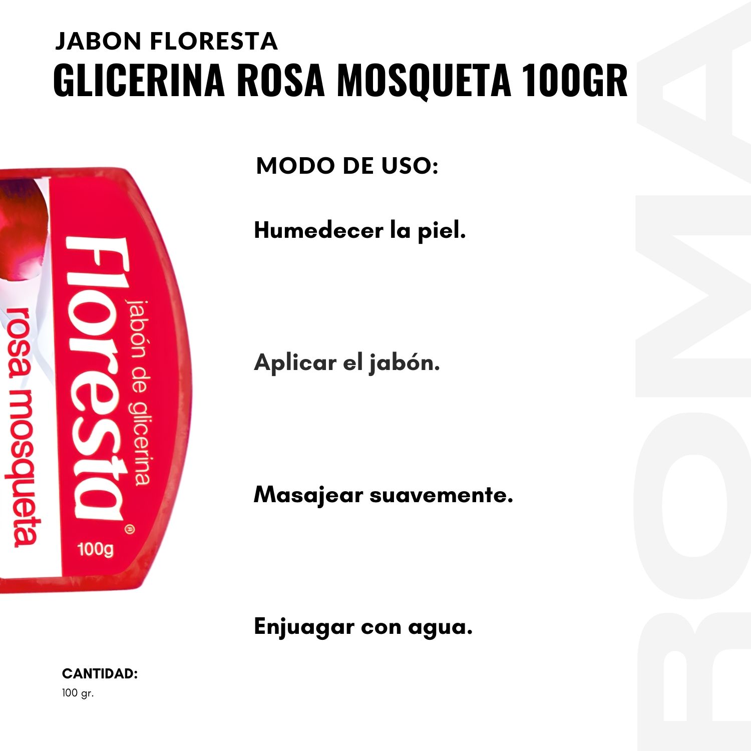PACK 2 JABÓN CON GLICERINA ROSA MOSQUETA 100G FLORESTA - 3