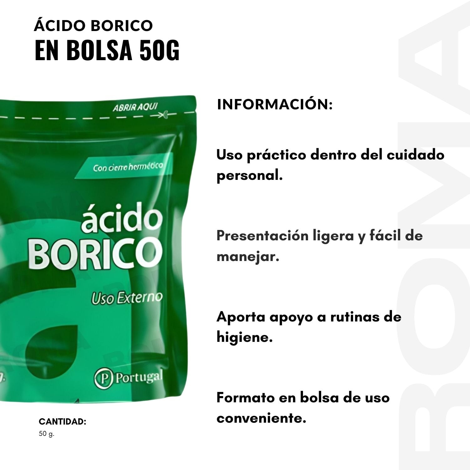 PACK 3 ÁCIDO BÓRICO EN BOLSA 50G PORTUGAL - 2