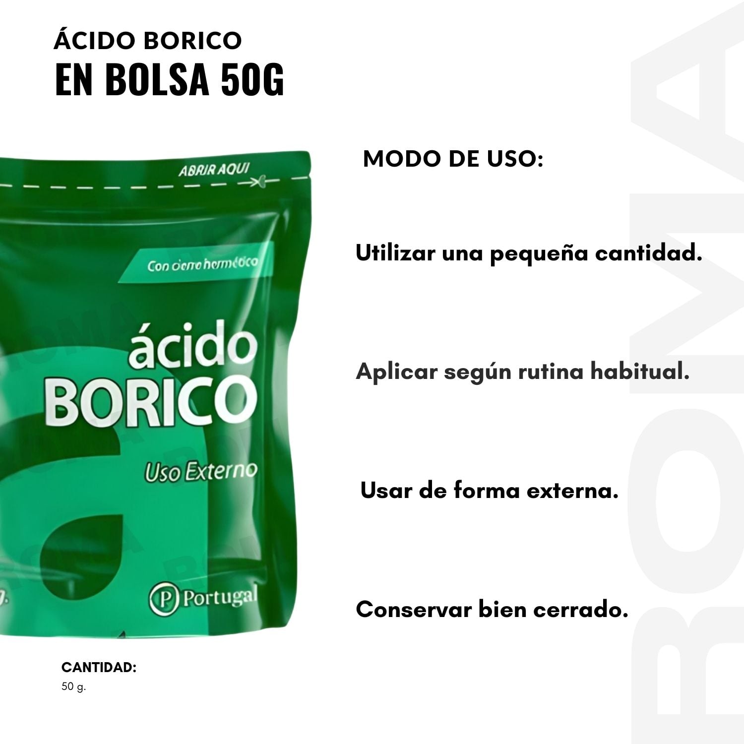 PACK 3 ÁCIDO BÓRICO EN BOLSA 50G PORTUGAL - 3