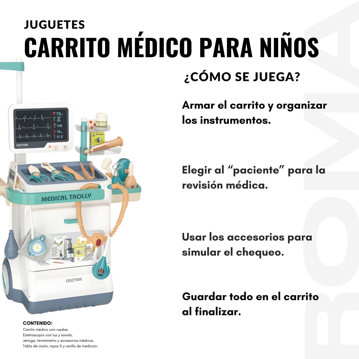 JUGUETE CARRITO MÉDICO PARA NIÑOS - 3