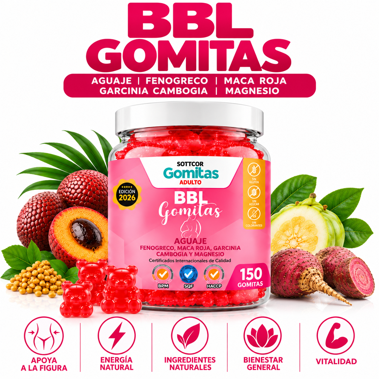 GOMITAS DE AGUAJE BBL ADULTOS SOTTCOR LABS 150 UNIDADES - 1