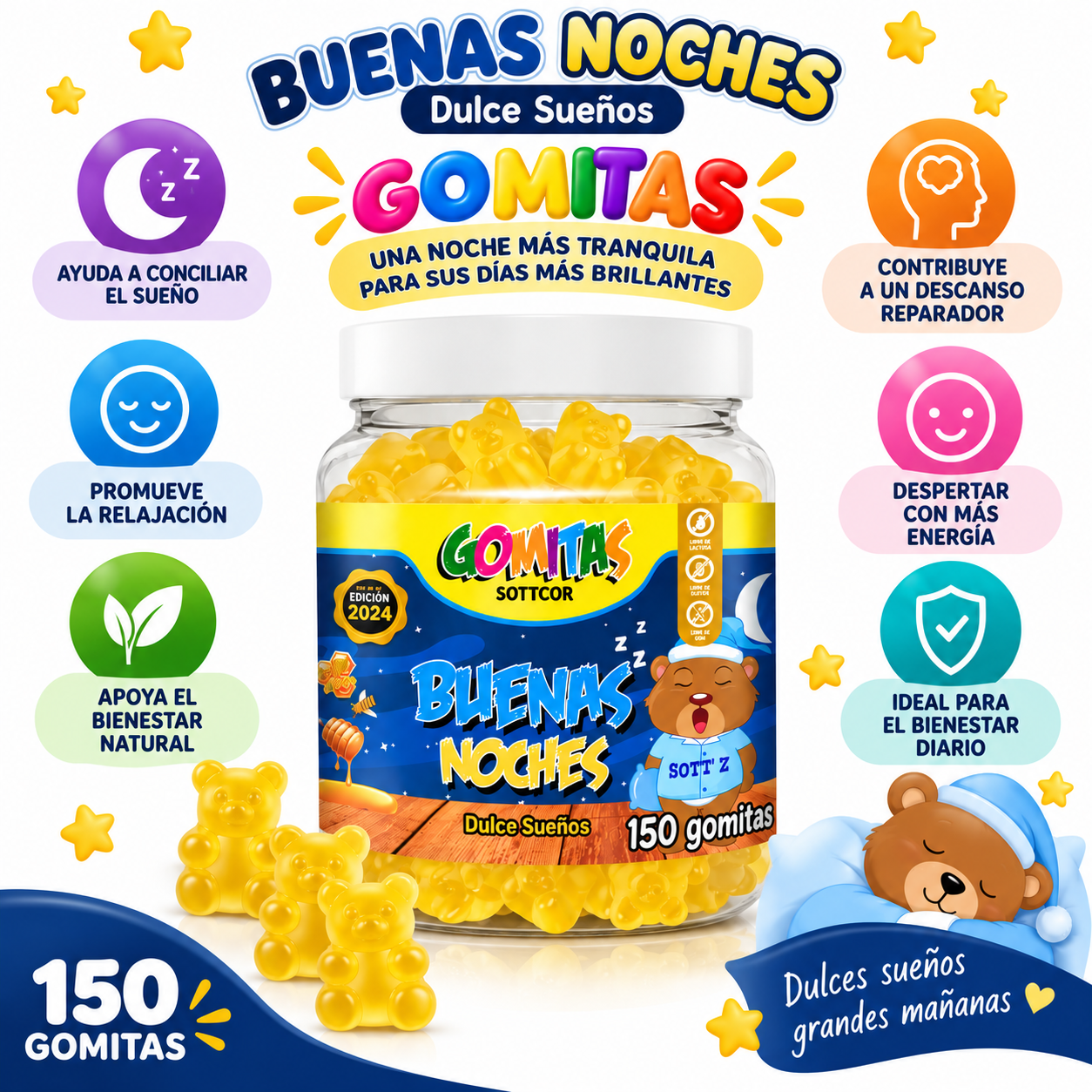 PACK 2 GOMITAS BUENAS NOCHES PARA NIÑOS 300 GOMITAS SOTTCOR LABS - 3