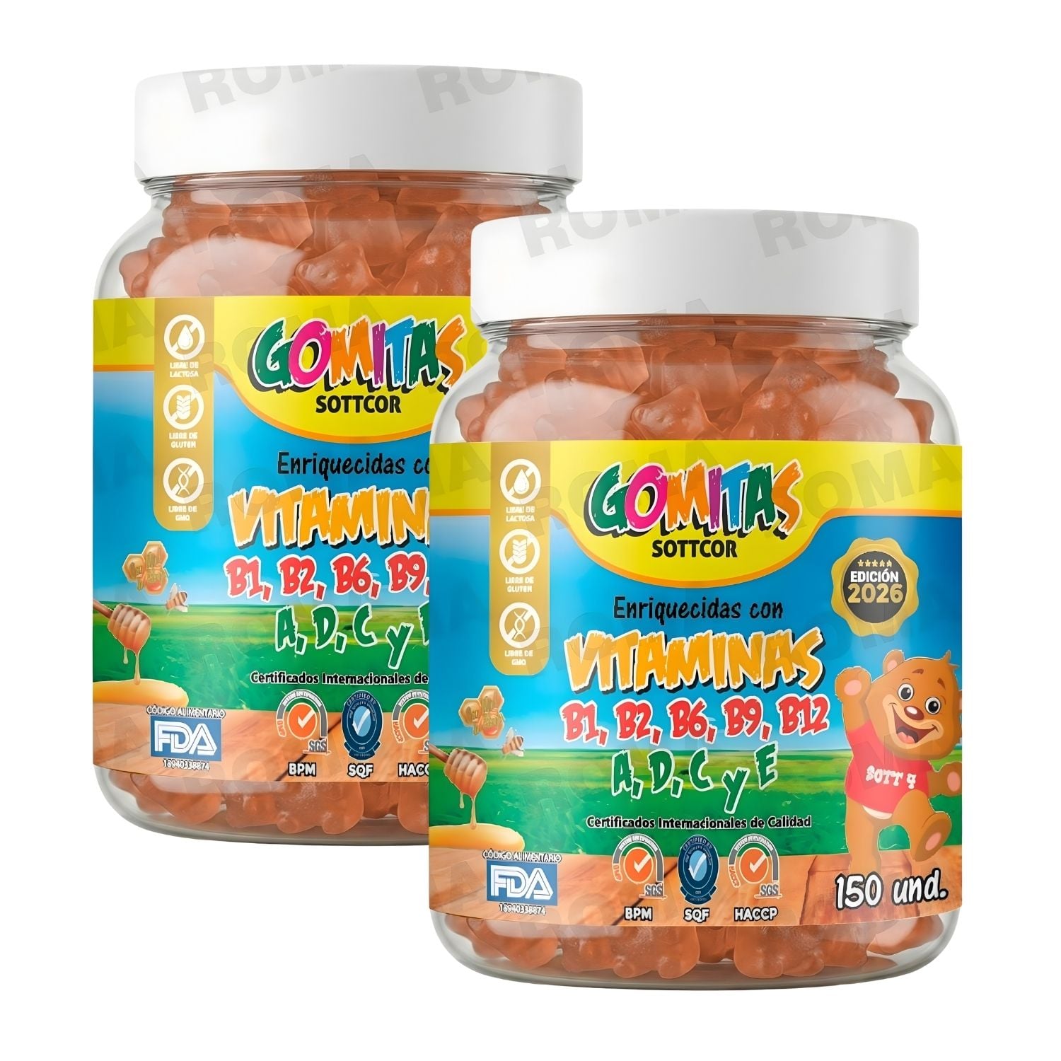 PACK 2 GOMITAS VITAMINAS PARA NIÑOS SOTTCOR LABS 150 UNIDADES - 1