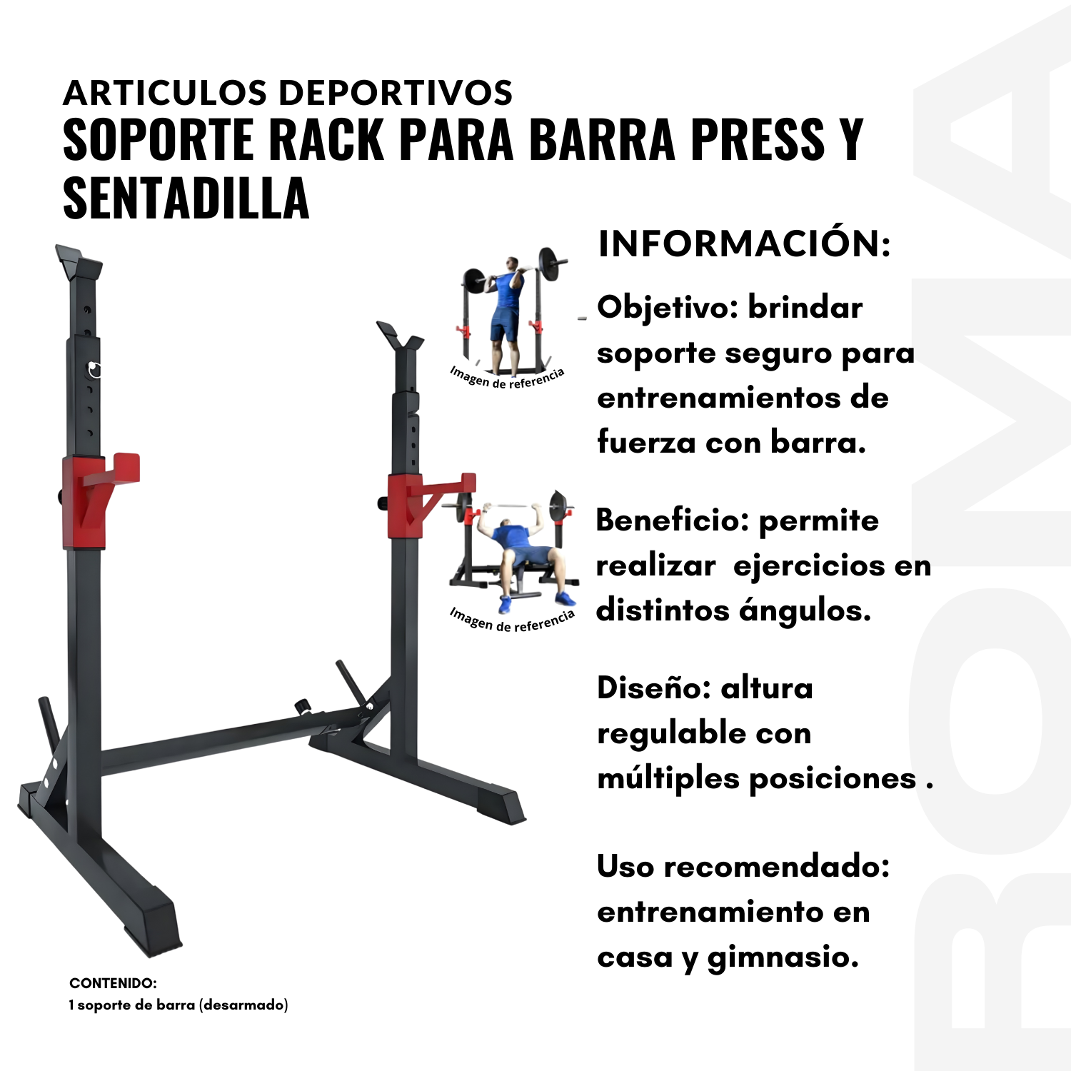 SOPORTE RACK PARA BARRA PRESS Y SENTADILLA - 2