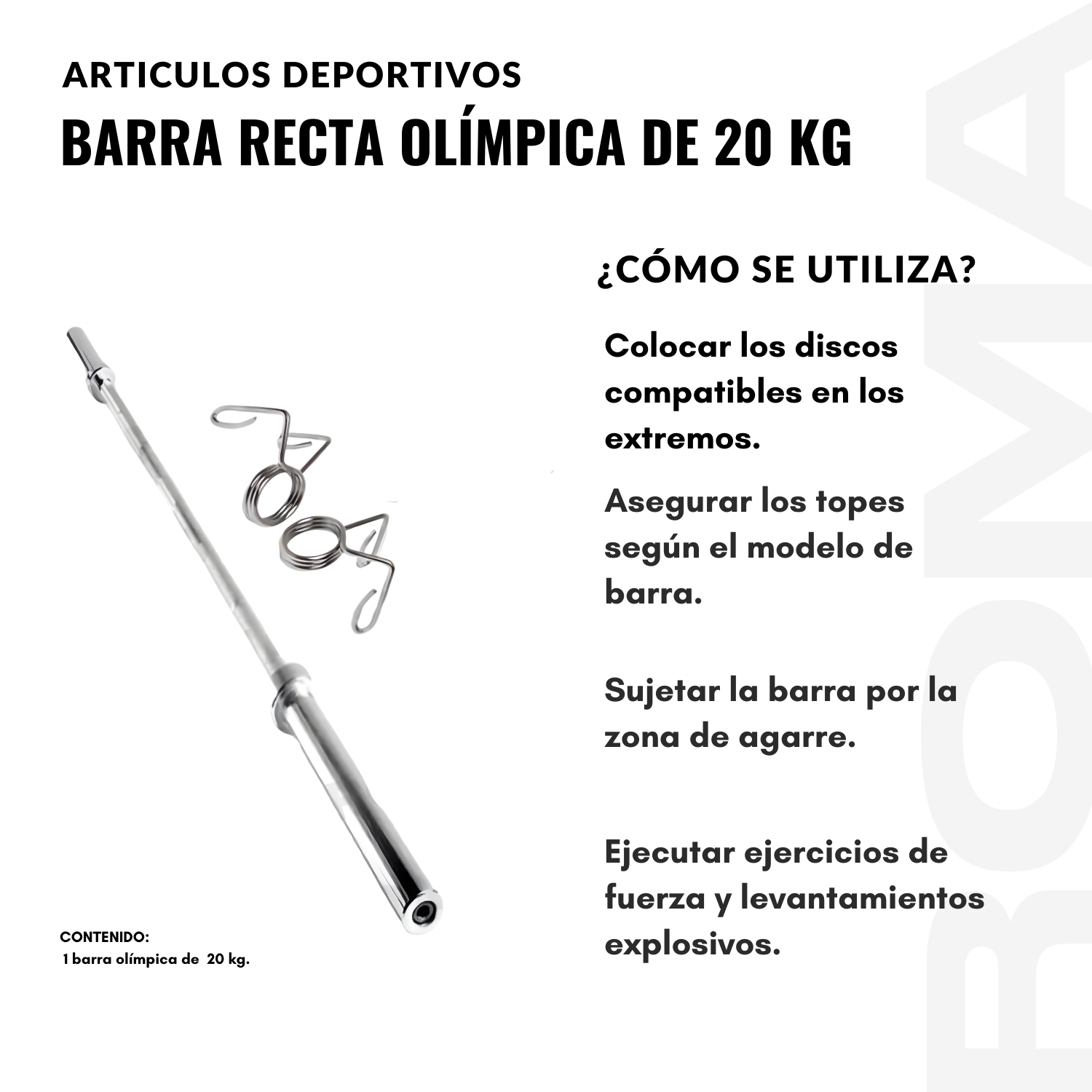 BARRA RECTA OLÍMPICA 20 KG - 3