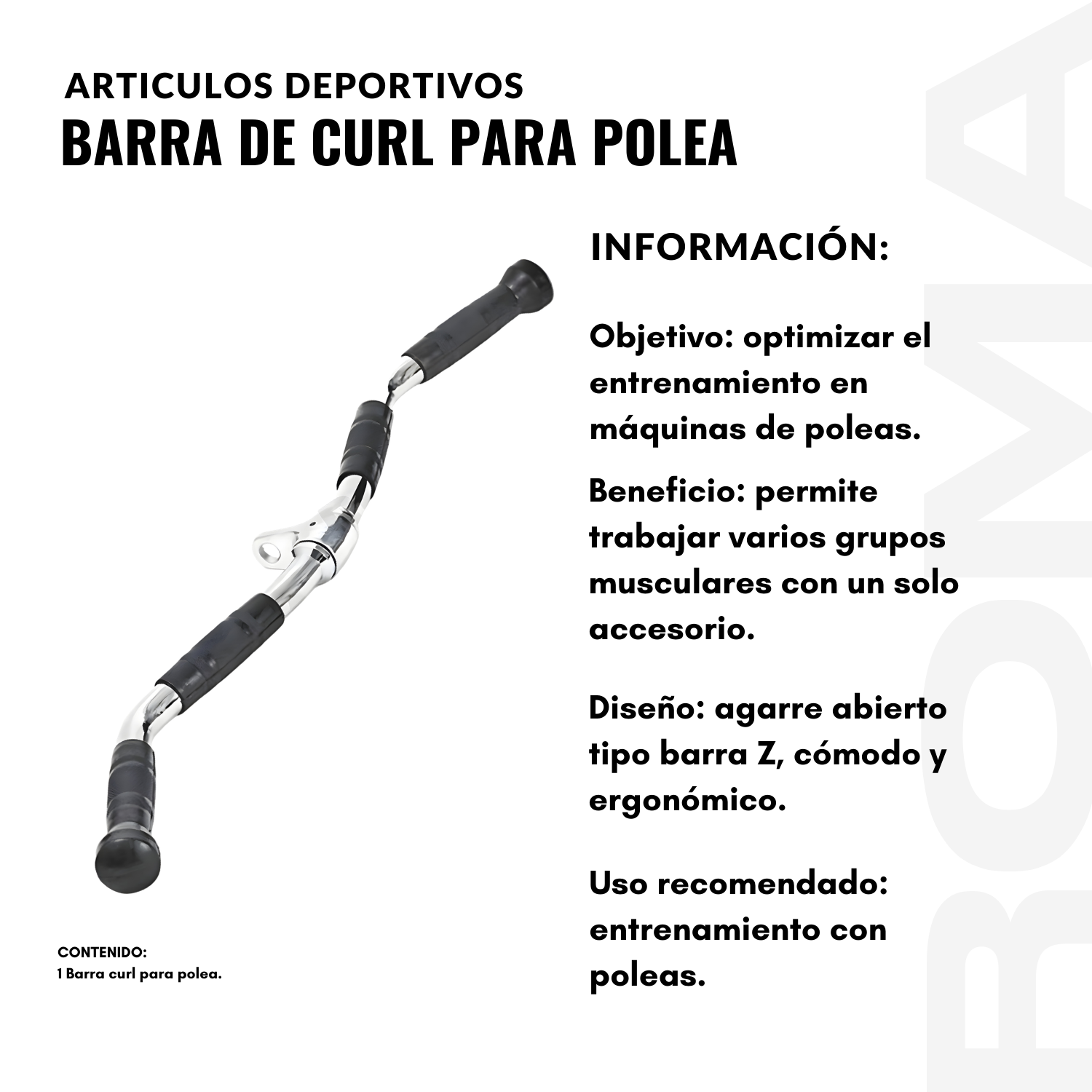 BARRA DE CURL PARA POLEA - 2