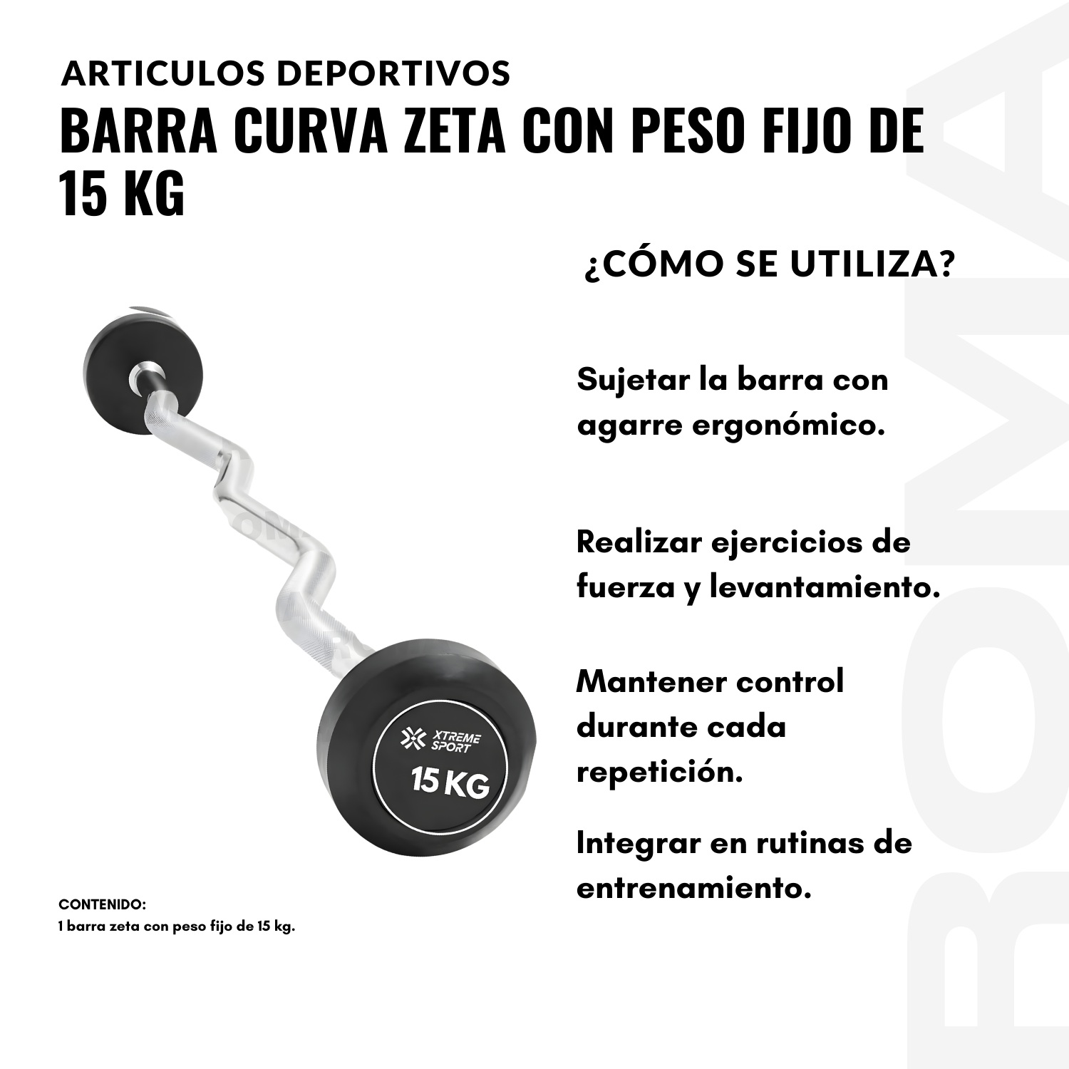 BARRA Z CON PESO FIJO DE 15 KG - 3