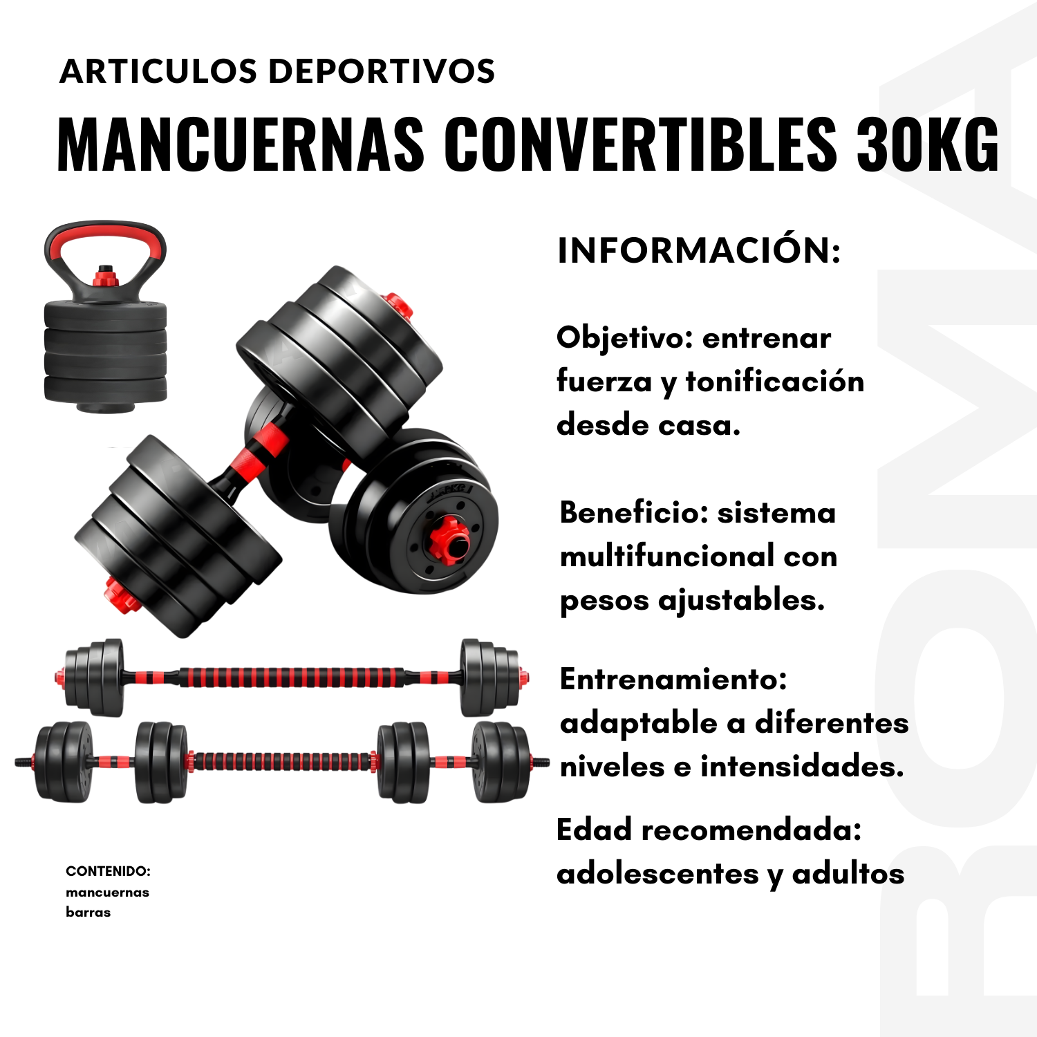 MANCUERNAS CONVERTIBLES 30 KG - 2